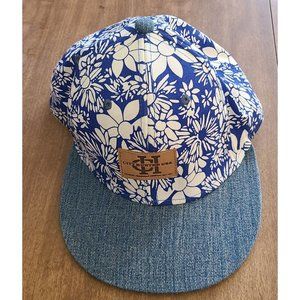 City Hunter Blue & White Flowered Baseball Cap Women's Snapback